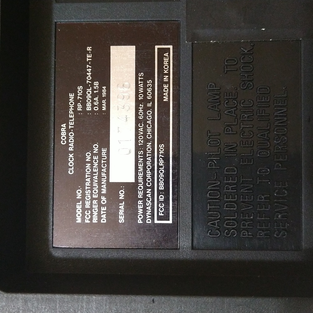 Vintage Cobra Clock/Radio/Telephone RP-710S - Picture 10 of 10